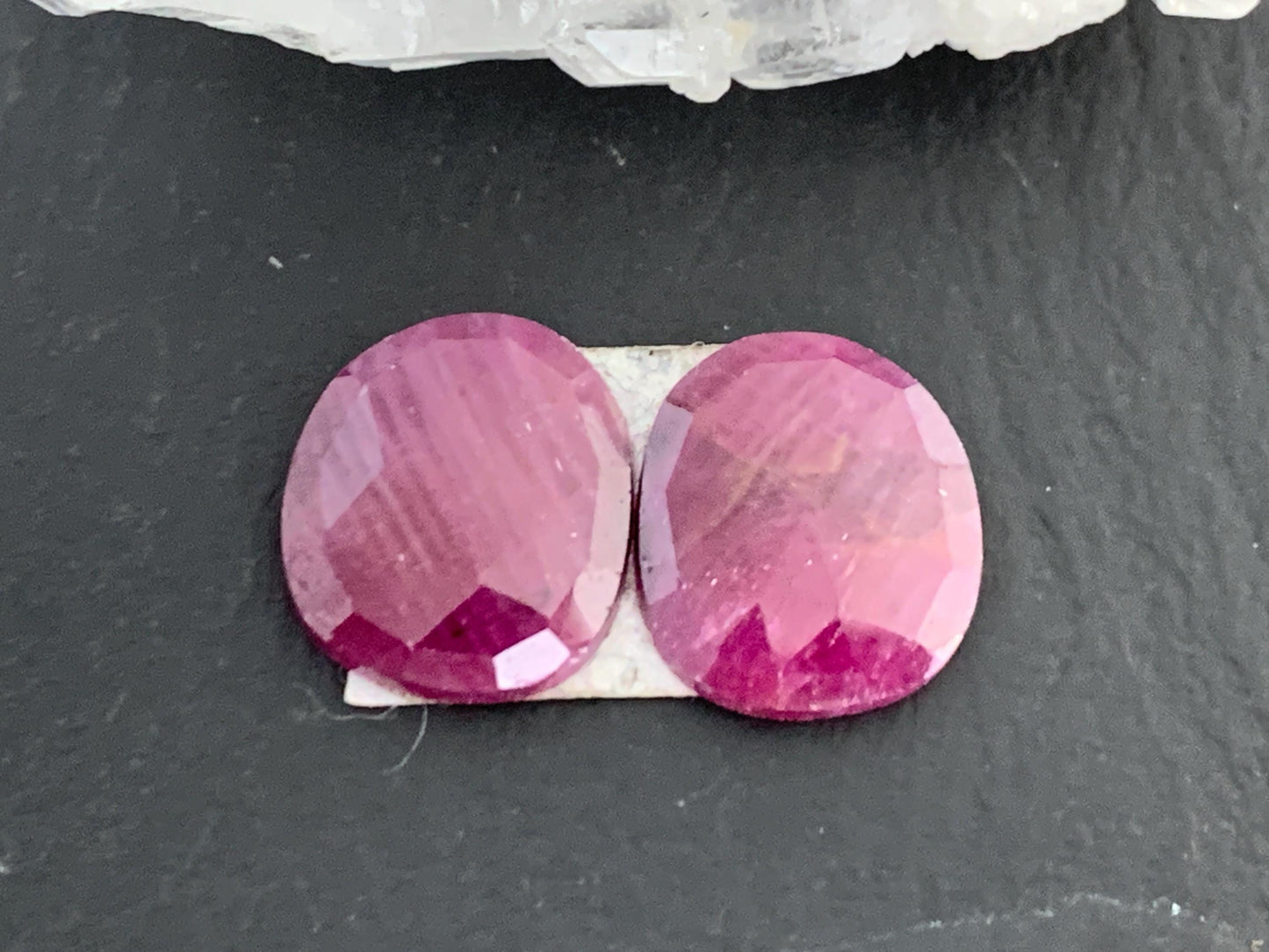 Faceted Ruby pair 11x13x2.5mm cabochon.