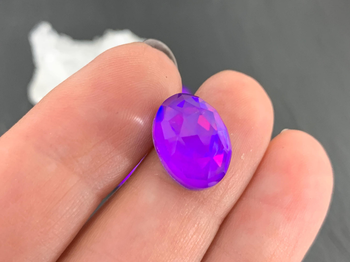 Faceted Purple Mystic Quartz oval 10x14mm cabochons - Doublet cabochons