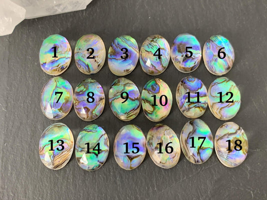 Faceted Abalone oval 10x14mm doublet cabochon