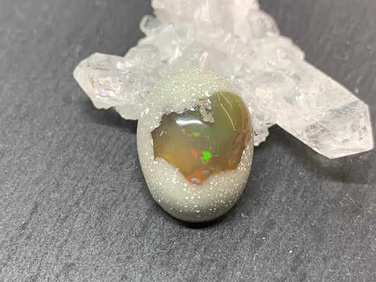 Ethiopian Opal Cabochon – Stabilized Welo Opal with Bright Play of Color - 15x21x9mm
