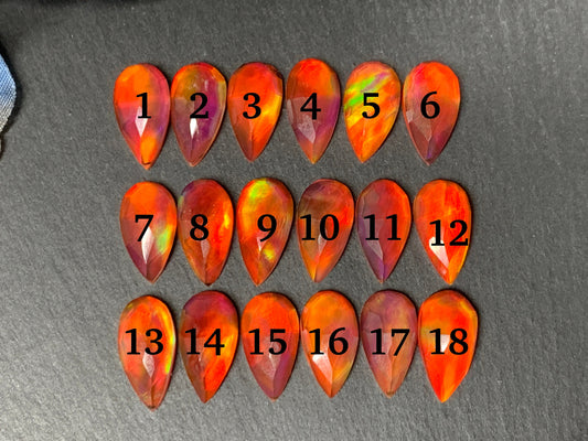 Faceted Aurora Opal pear 8x16mm cabochon - Doublet cabochons