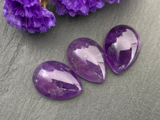 Amethyst Pear 13x18mm cabochon - Calibrated cabochons