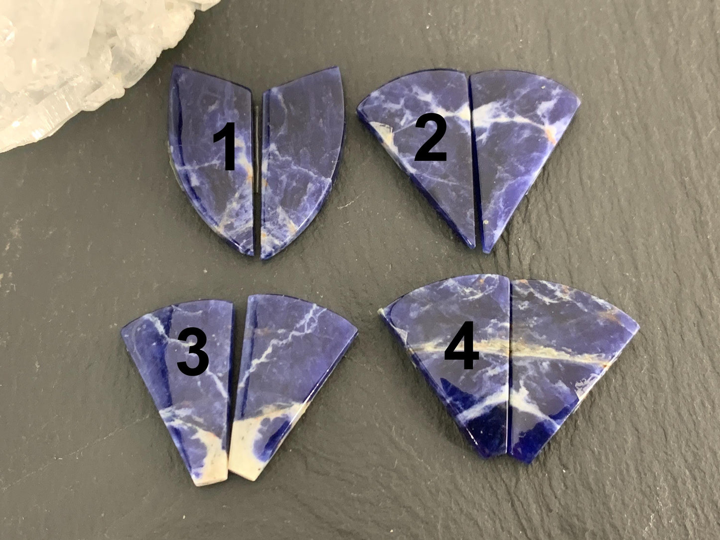 Natural Sodalite pair 22-28mm long cabochon