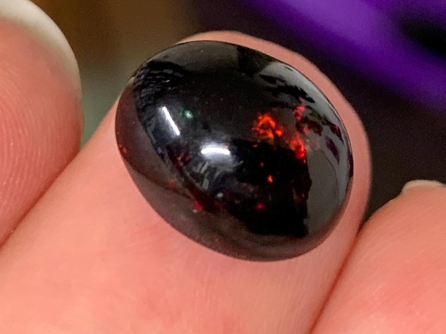 Natural Ethiopian Black Opal 9x12x7mm cabochon