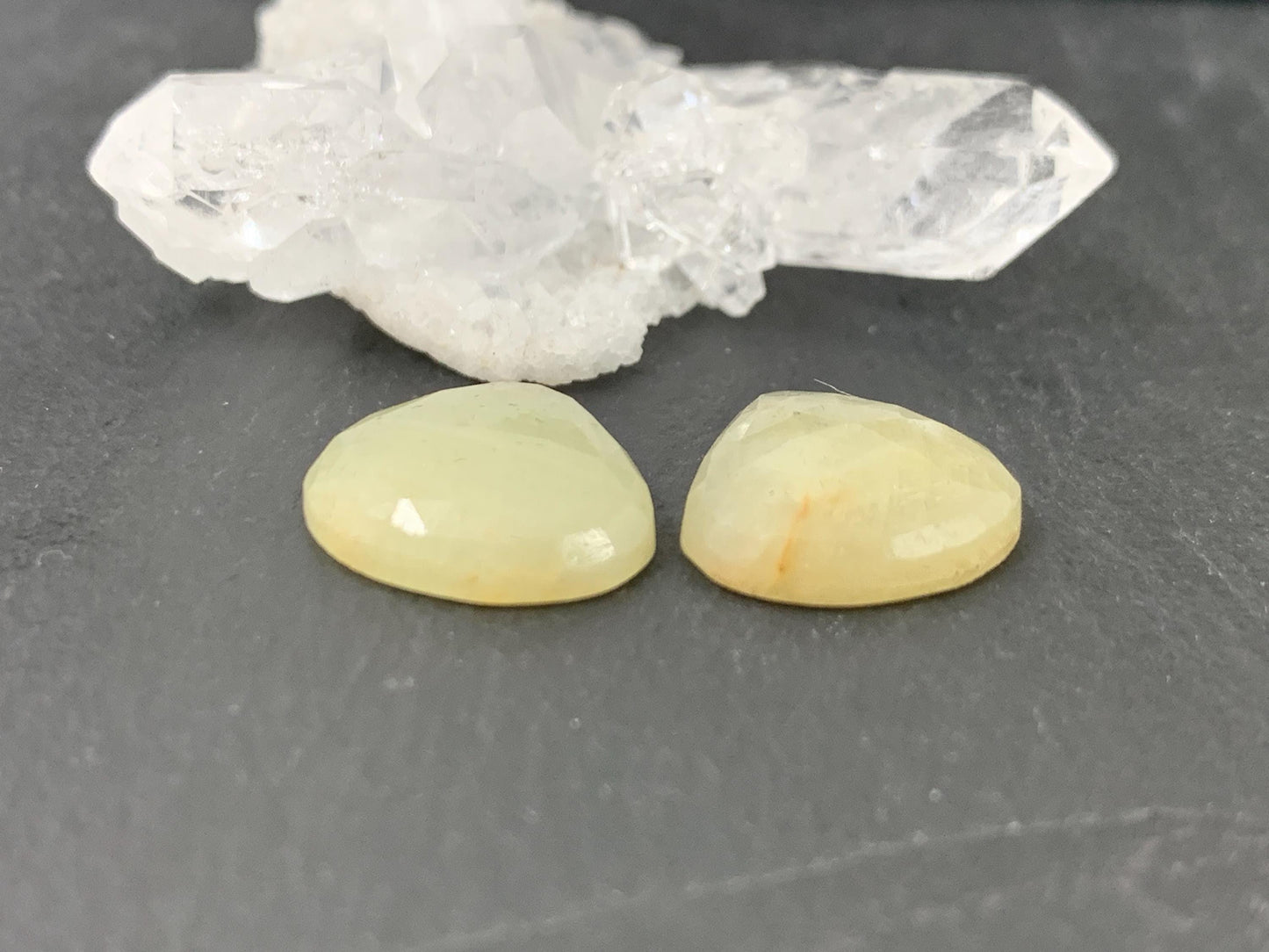Faceted Yellow Sapphire pair 13x14x4mm cabochon