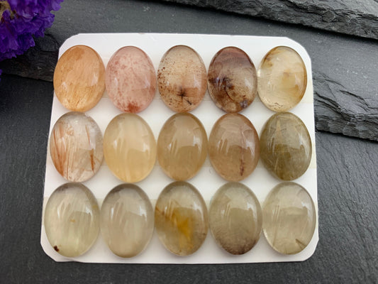 Rutilated Quartz oval 12x16mm cabochon - Calibrated cabochons