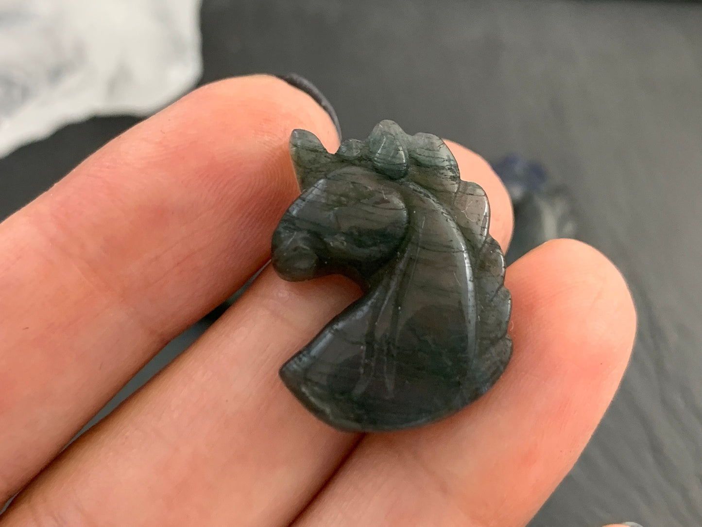 Labradorite unicorn 18x25mm cabochon carving