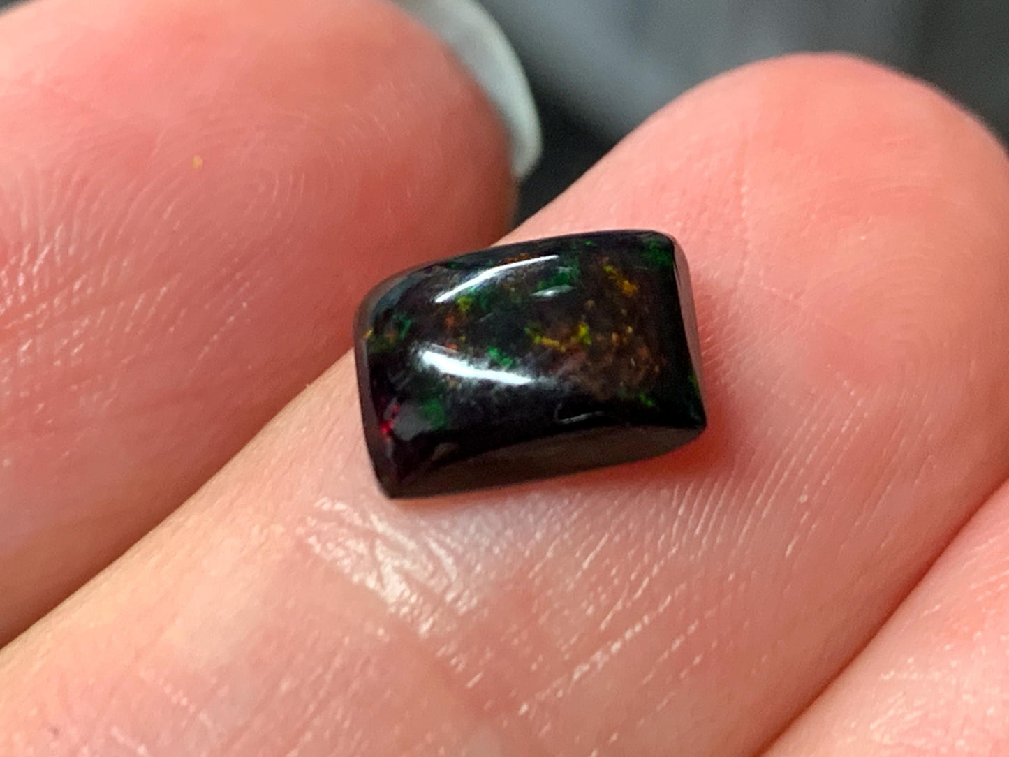 Natural Ethiopian Black Opal 6x8x3mm cabochon