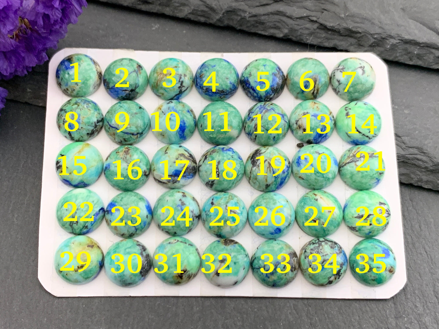 Azurite round 10mm cabochon - Calibrated Azurite
