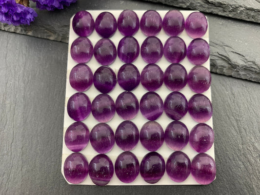 Purple Fluorite oval 10x12mm cabochon - Calibrated Cabochons