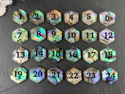 Faceted Abalone hexagon 10mm doublet cabochon