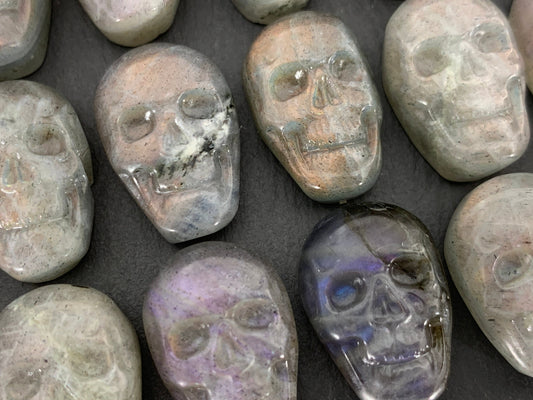 Labradorite Skull Cabochon - Natural Blue Flash Stone, Hand Cut Skulls, Unique Gemstone Art