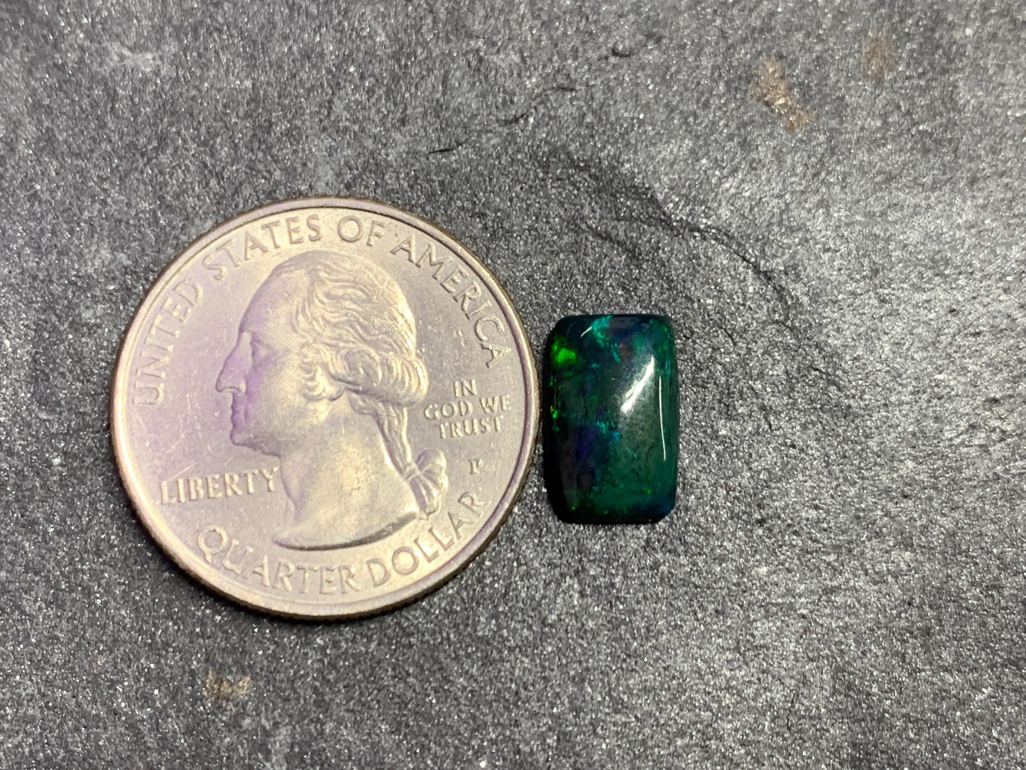 Black Ethiopian Opal rectangle 7x12x3mm cabochon