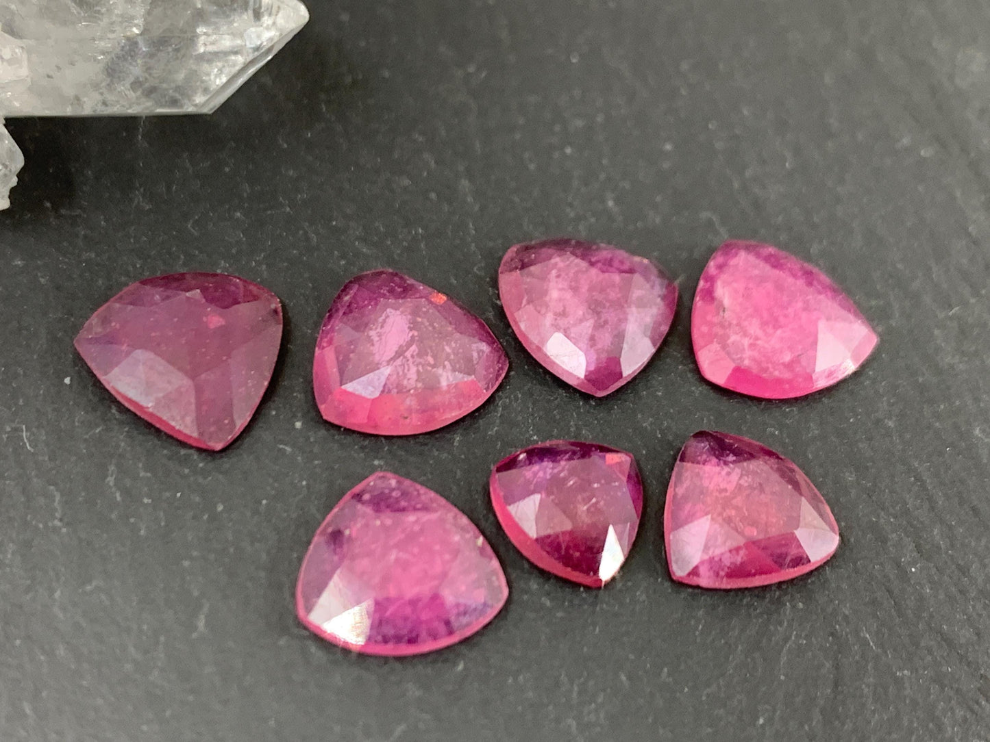 Faceted Thailand pink Sapphire triangle 7-10mm mm cabochon.