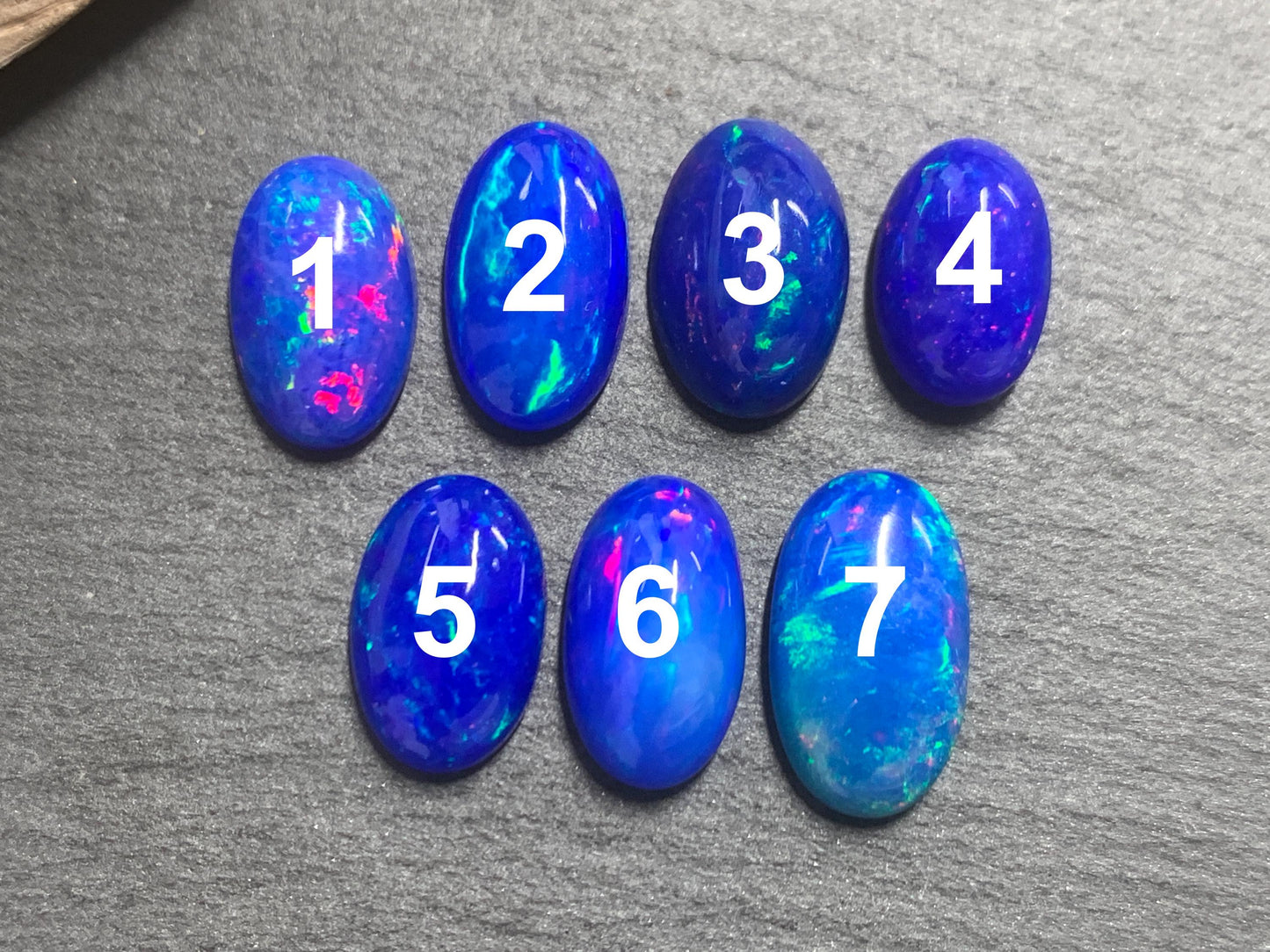 Ethiopian Opal oval 11-14mm long cabochon - Natural Opal smoked to blue color