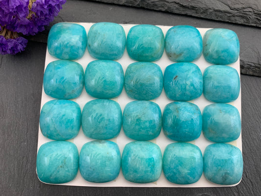 Amazonite square cushion 20mm cabochon - Calibrated cabochons