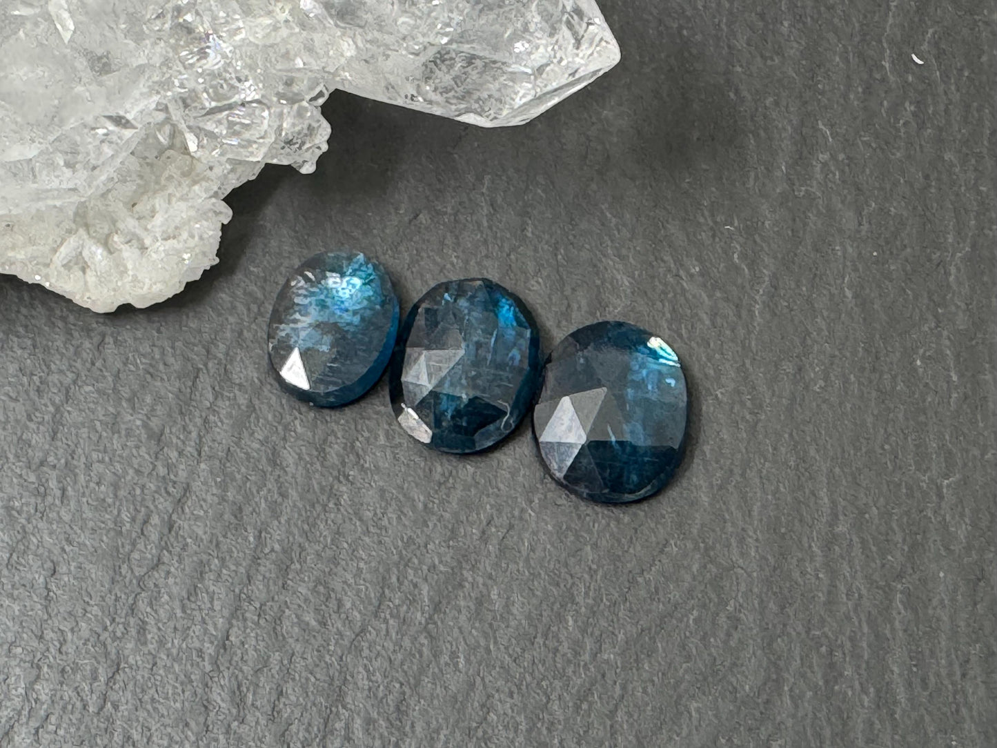 Faceted Neon Paraiba Kyanite 6x8mm, 7x9mm oval Cabochon