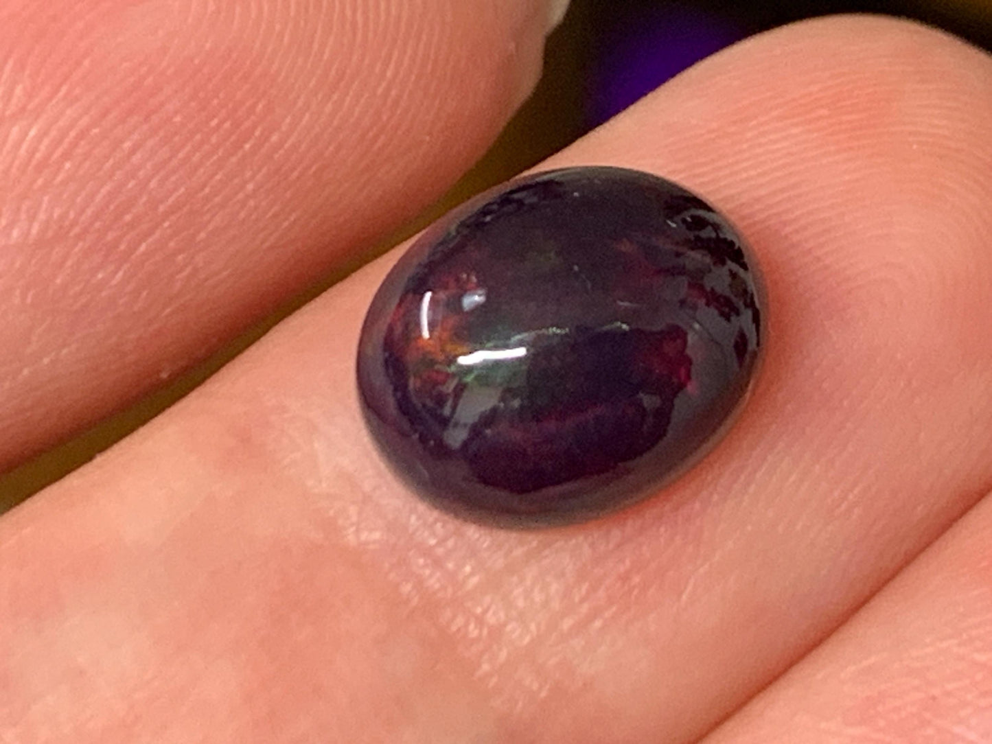 Natural Ethiopian Black Opal 8x10x5mm cabochon