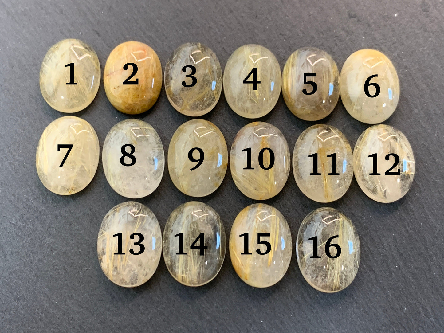 Rutilated Quartz oval 15x20mm cabochon - Calibrated cabochons