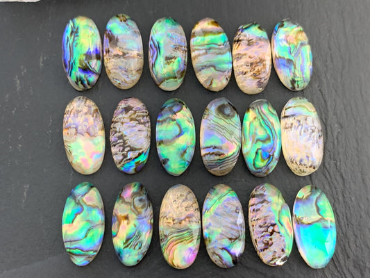 Faceted Abalone Crystal Doublet Oval Cabochon 10x20mm