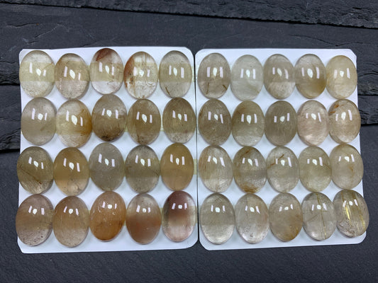 Gold Rutilated Quartz oval 13x18mm cabochon - Calibrated cabochons