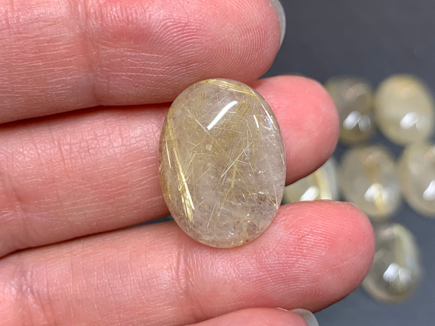 Rutilated Quartz oval 15x20mm cabochon - Calibrated cabochons