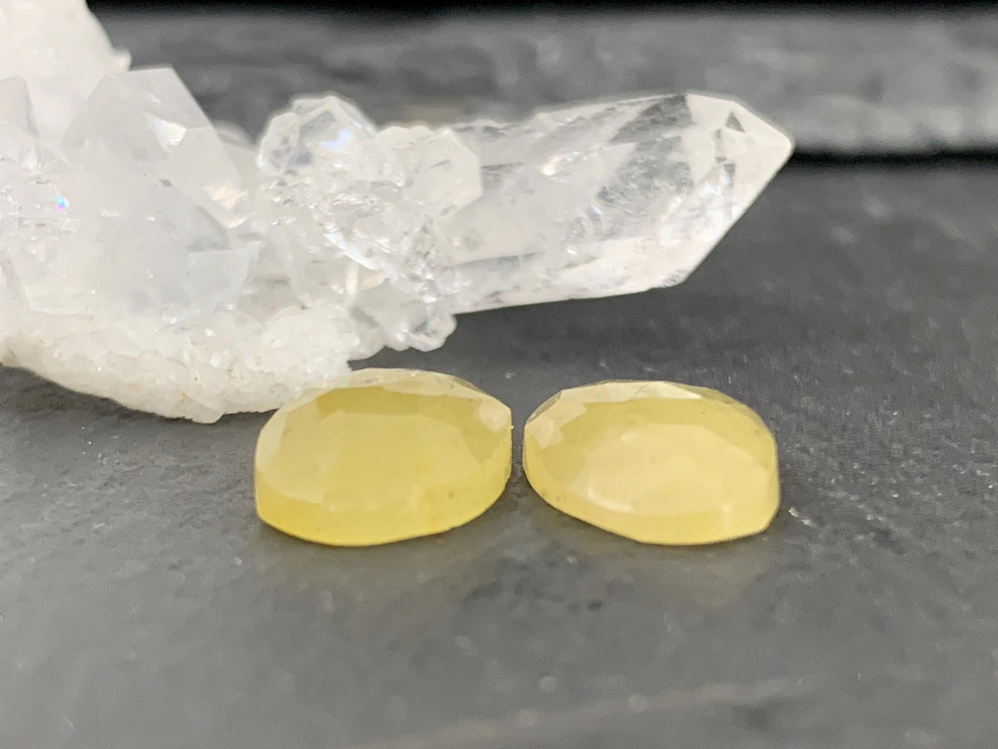Faceted Yellow Sapphire pair 8x14x3.5mm cabochon