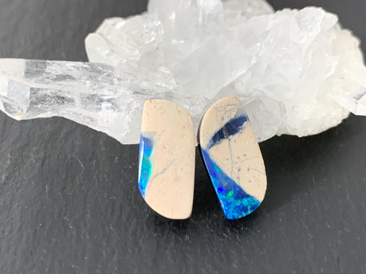 Australian Opal doublet 6x12x3mm pair of cabochons