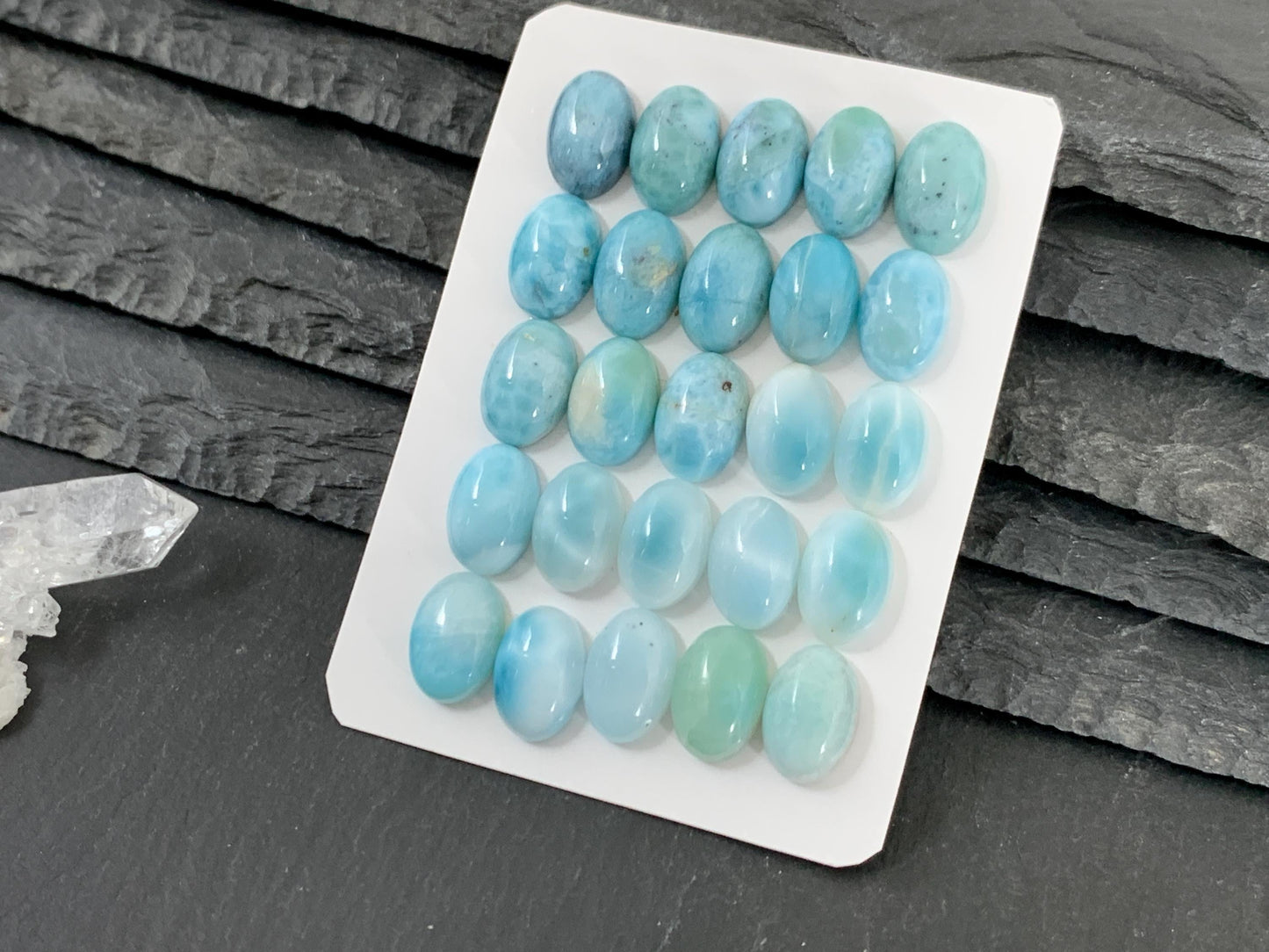 Larimar oval 10x12mm long cabochon - Calibrated cabochons