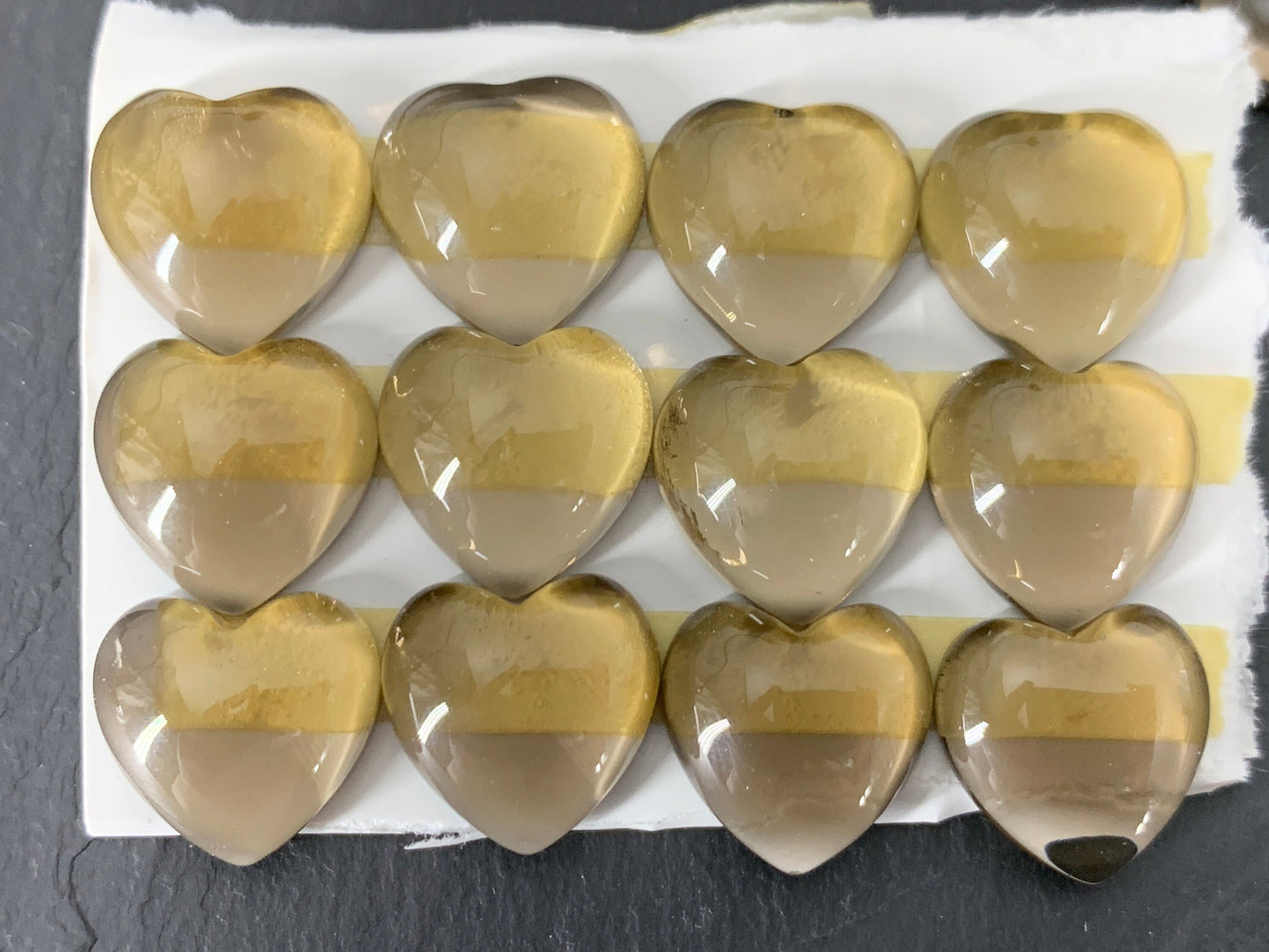 Smokey Quartz heart 15x15mm Cabochon - Calibrated cabochons