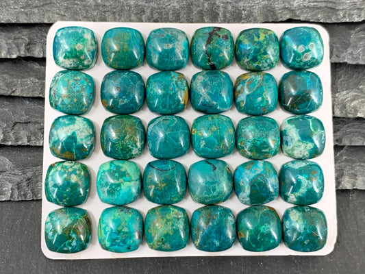 Chrysocolla square 12mm cabochon - Calibrated cabochons