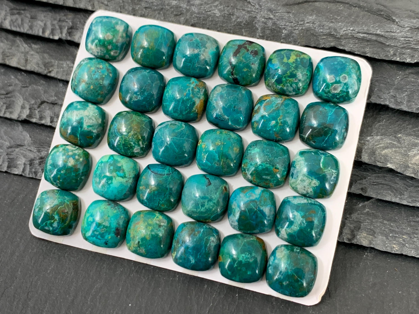 Chrysocolla square 12mm cabochon - Calibrated cabochons