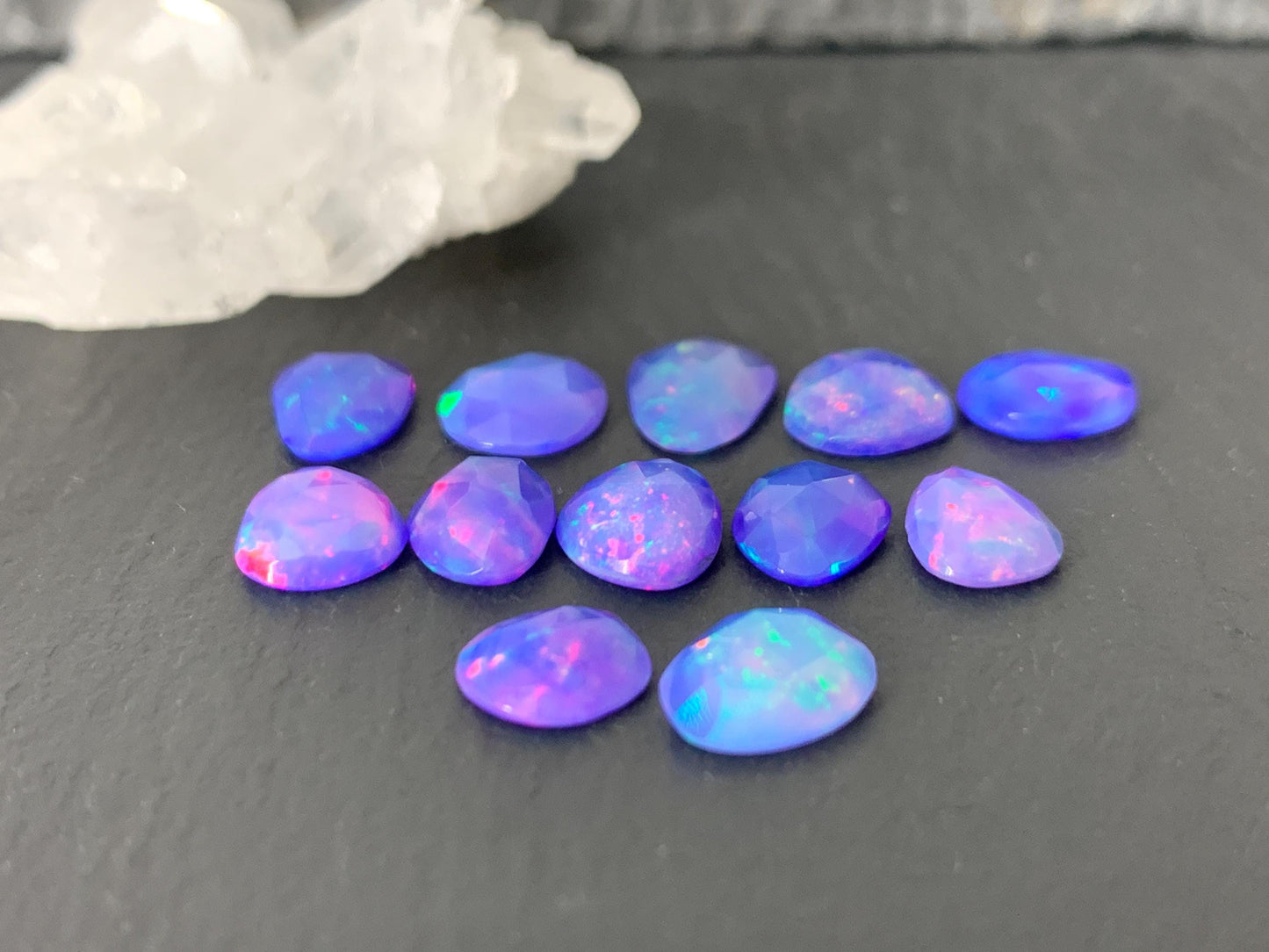 Faceted Purple Ethiopian Opal 7-9mm cabochon