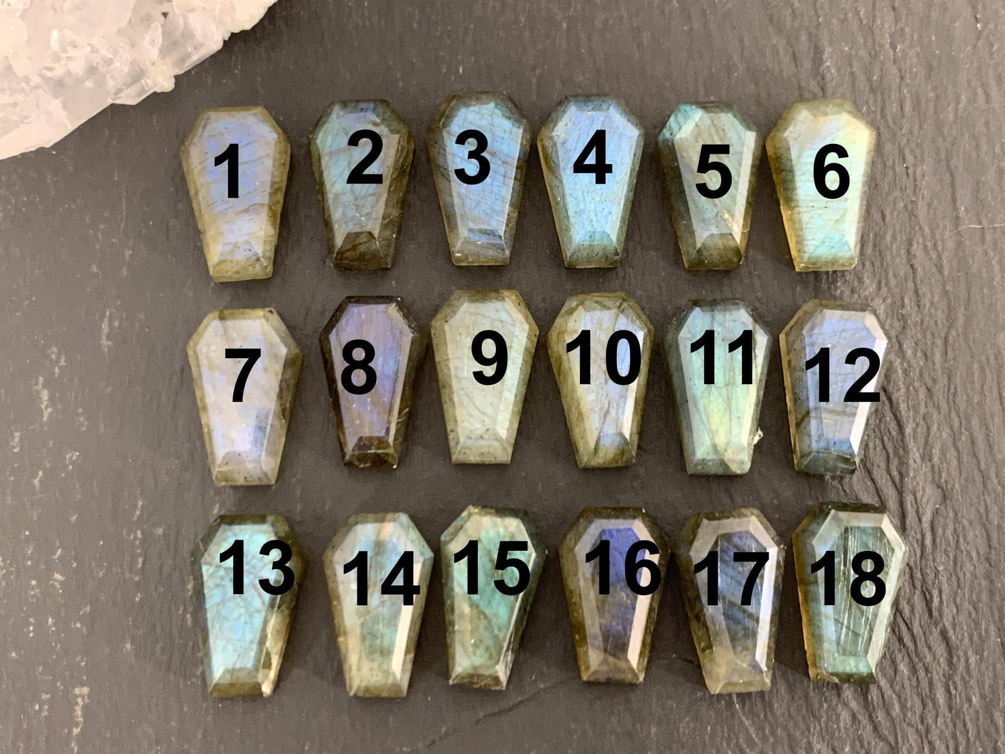 Natural Labradorite Coffin Cabochon: 10x16mm Gemstone