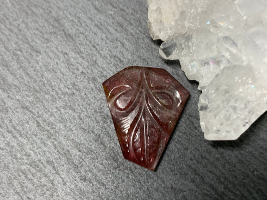 Carved Tourmaline 16x19x3mm cabochon
