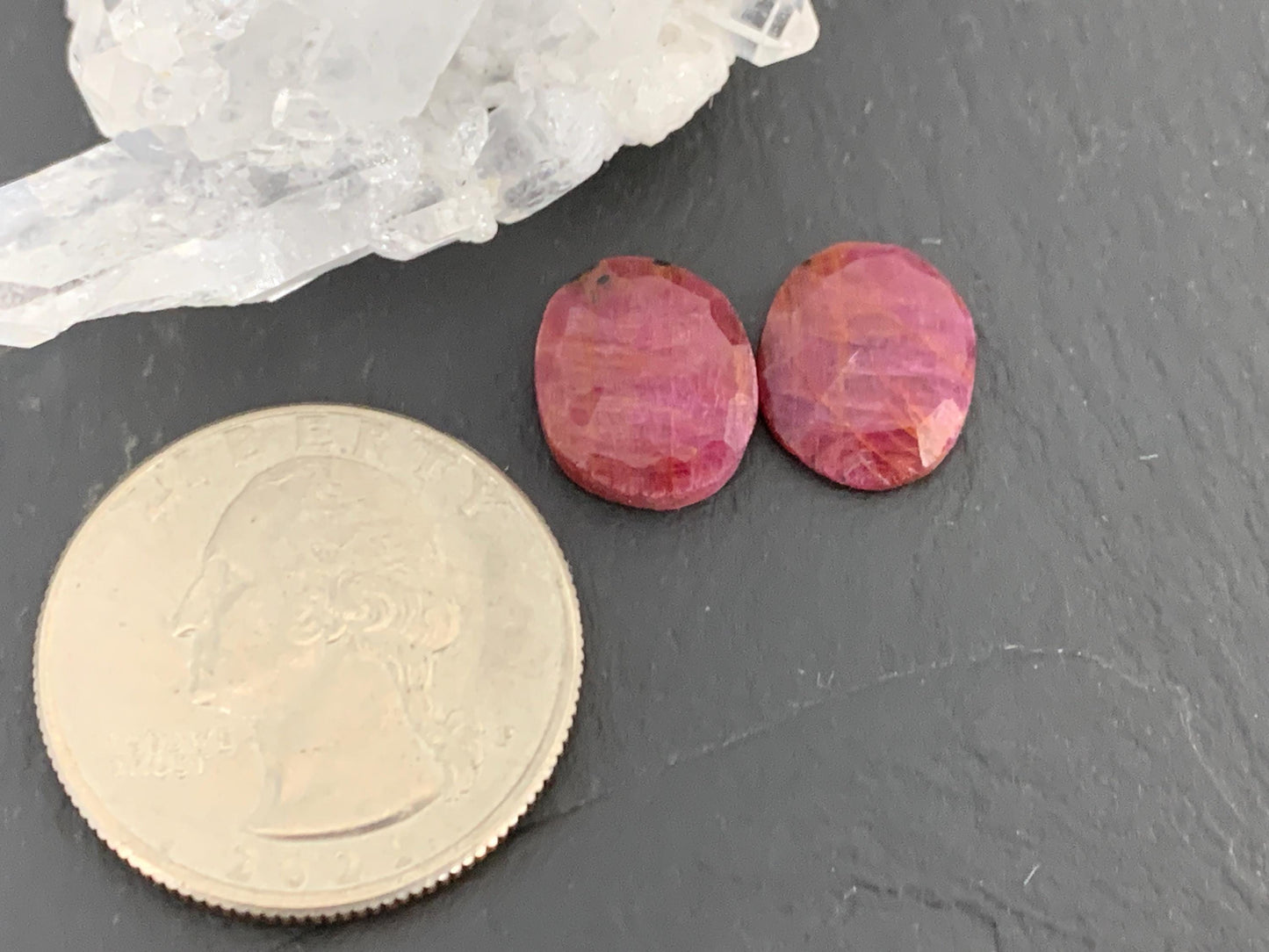 Faceted Ruby pair 10x12x3mm cabochon