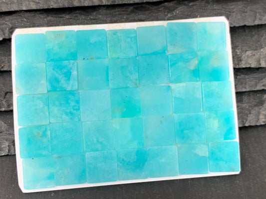 Flat Amazonite Cabochon Square 10mm - Natural Calibrated Blue Green Gemstone