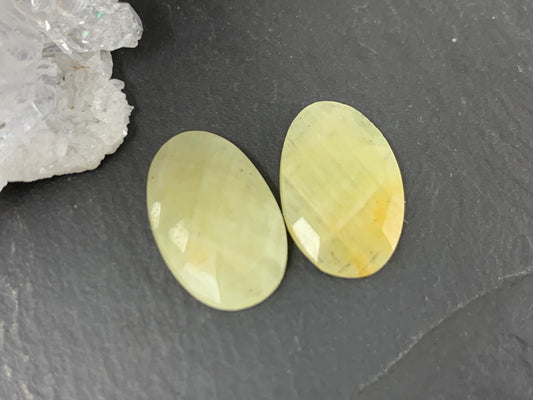Faceted Yellow Sapphire pair 11x16x3mm cabochon
