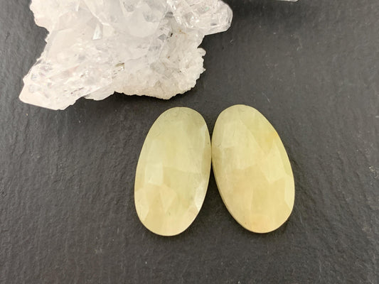 Faceted Yellow Sapphire pair 9x17x4mm cabochon