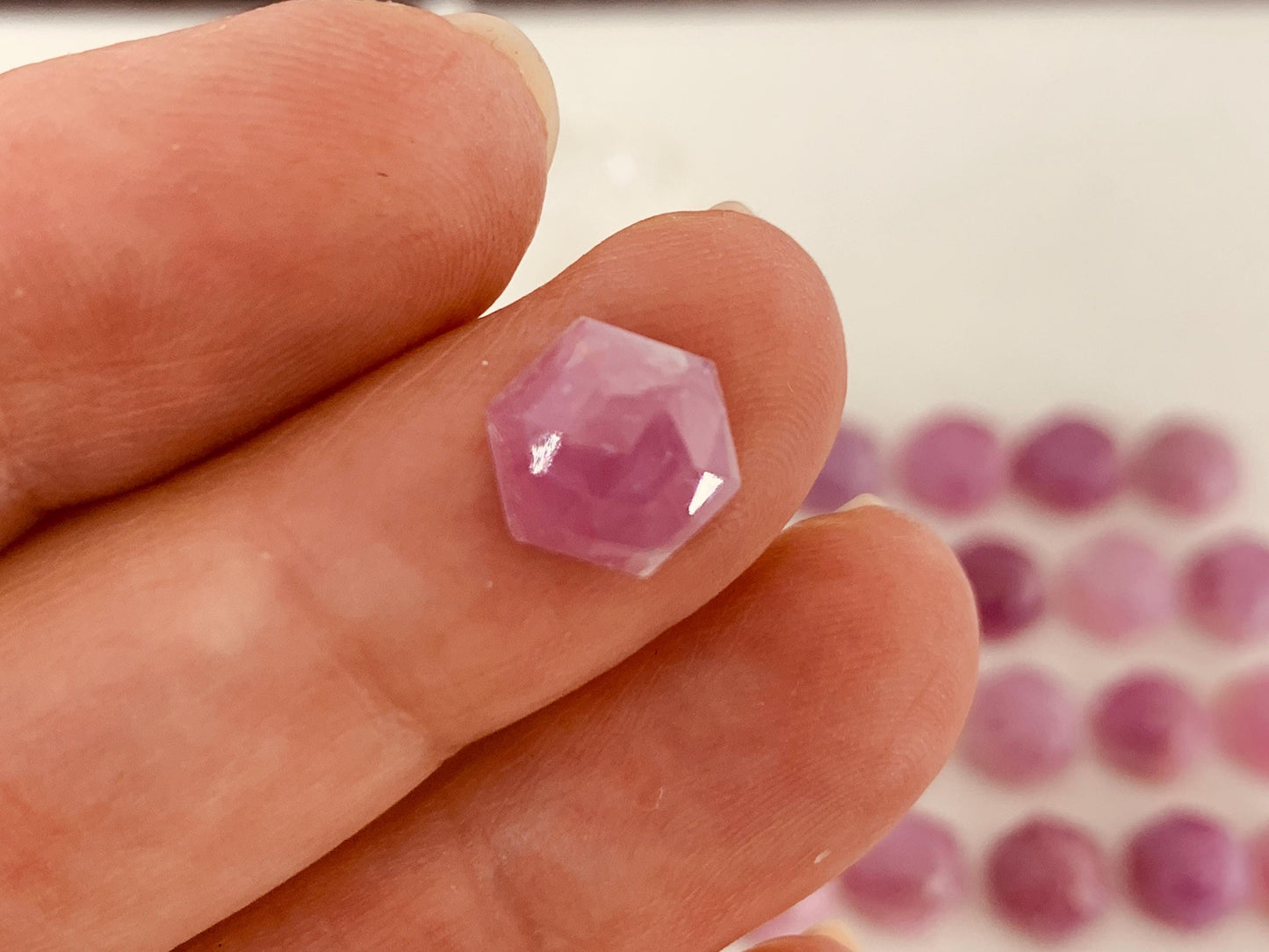 Discounted Faceted Pink Sapphire hexagon 8x9mm cabochon