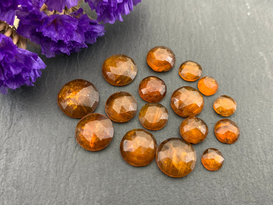Faceted orange Kyanite round  5,6,7,8,9,10mm cabochons
