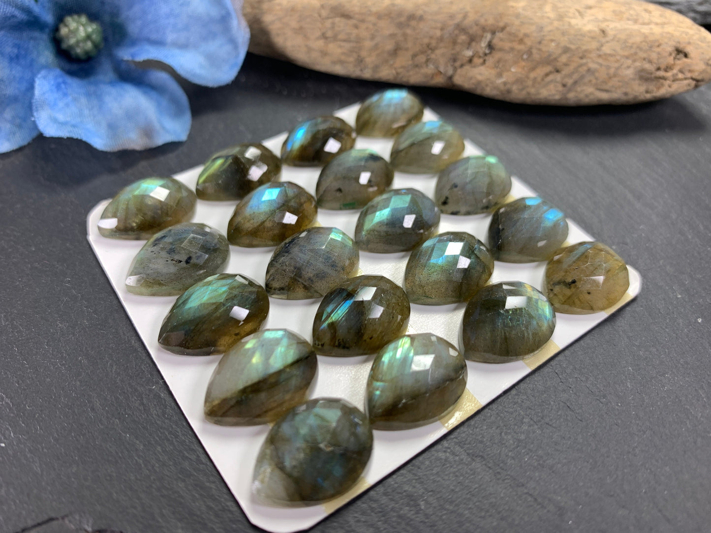 Faceted Labradorite pear 12x16mm Cabochon - Calibrated Cabochons