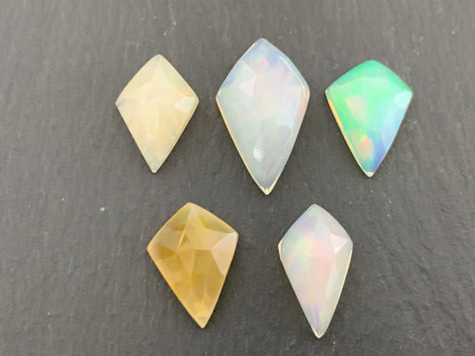 Faceted Ethiopian Opal kite 14-19mm cabochon