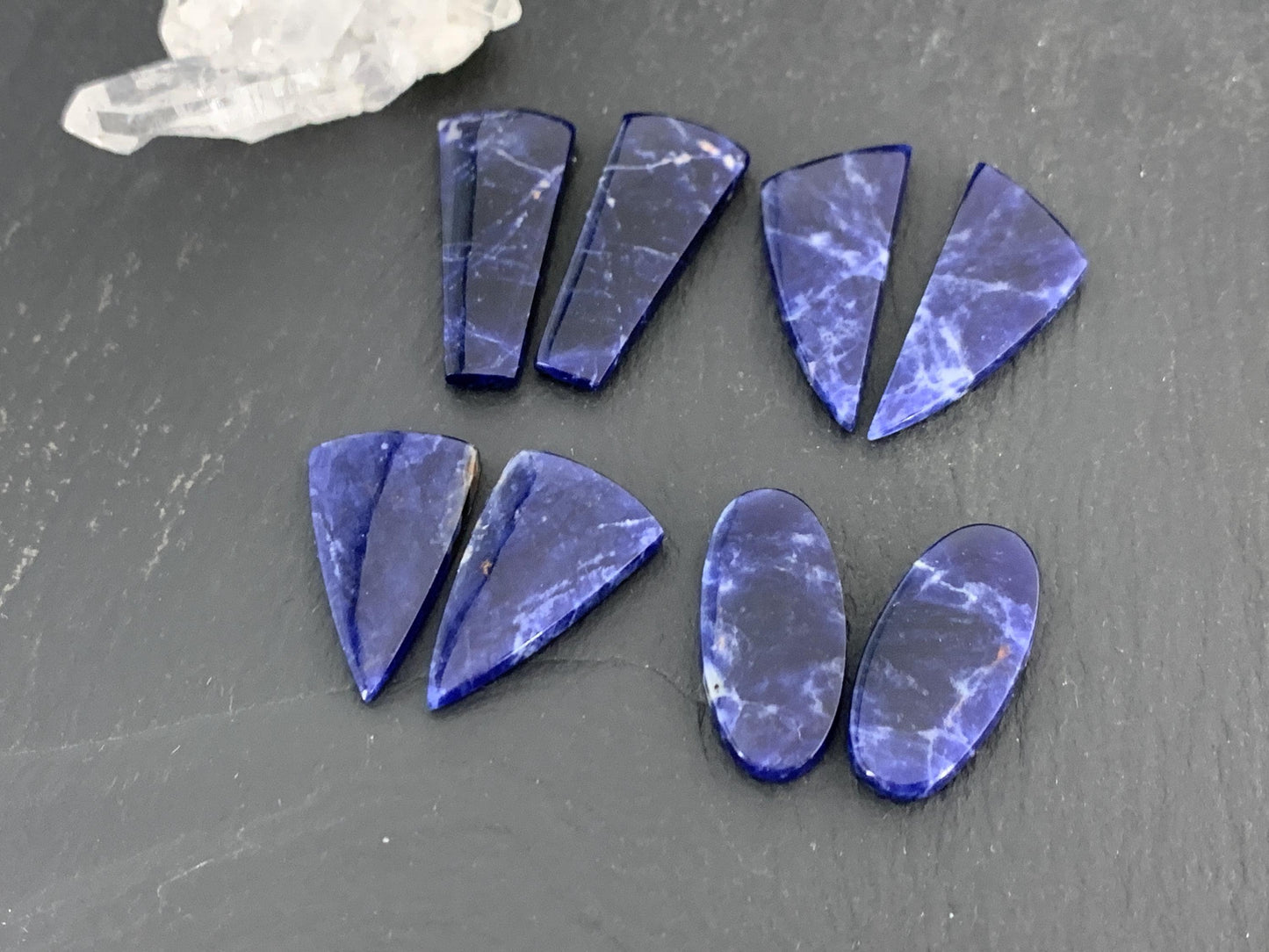 Natural Sodalite pair 24-30mm long cabochon