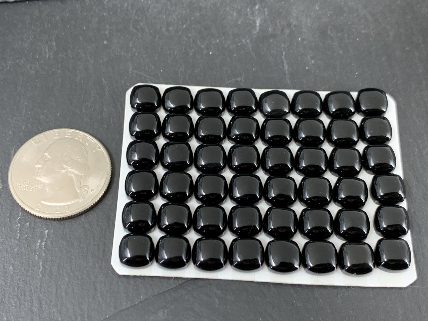 Black Agate Square Cushion 8mm Calibrated Cabochon - Natural Gemstone