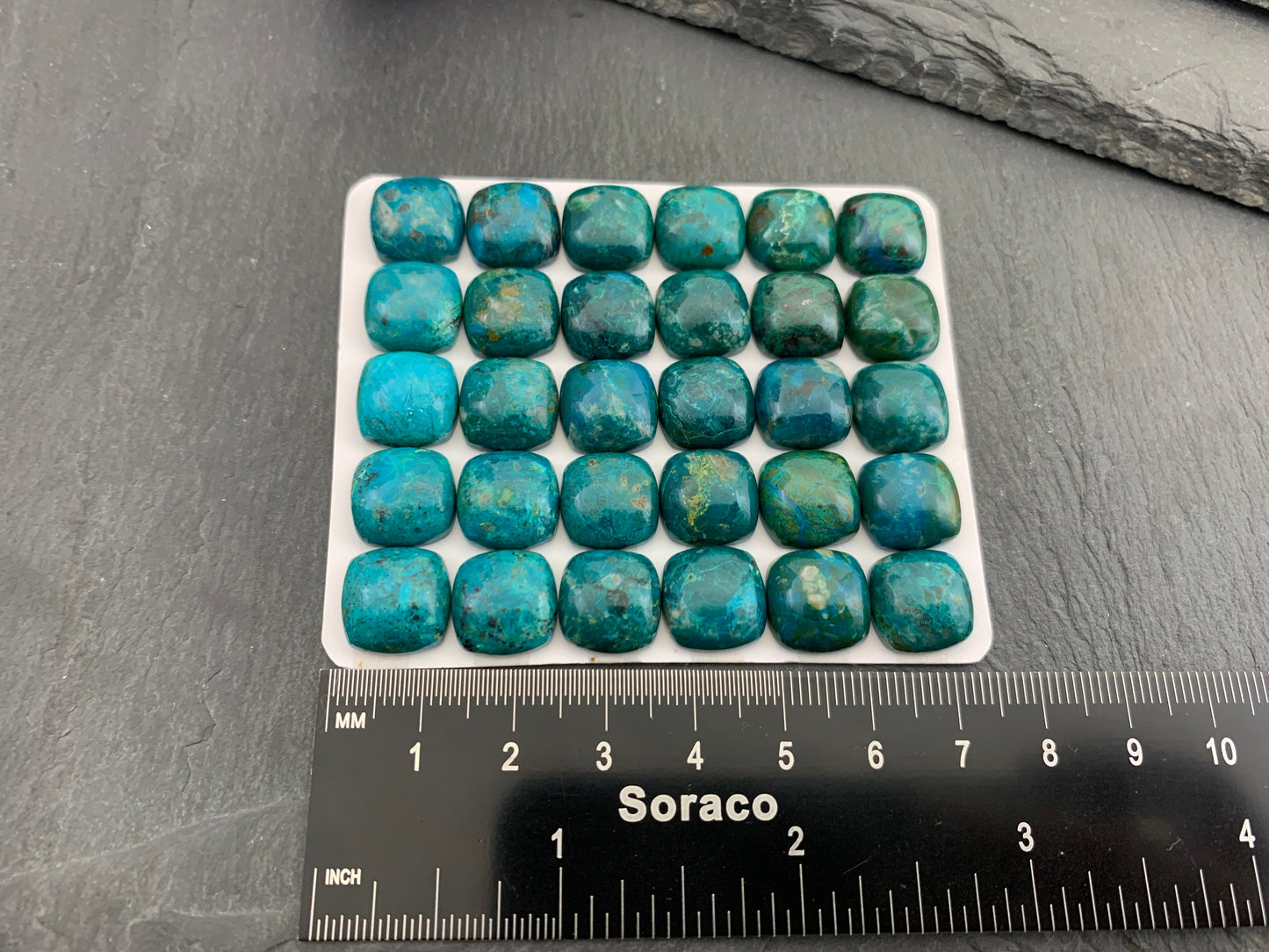 Chrysocolla square 12mm cabochon - Calibrated cabochons