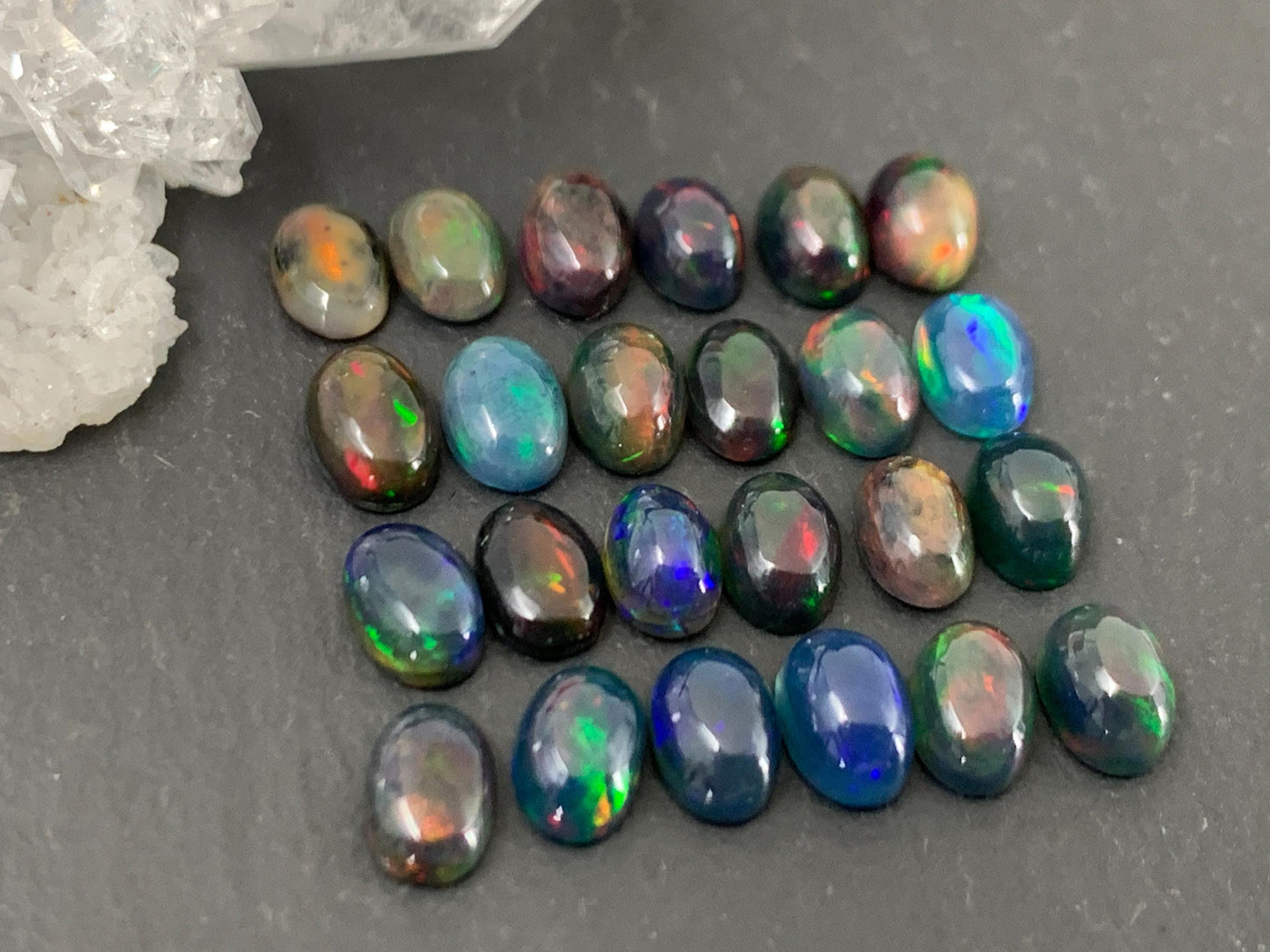 Black Ethiopian Opal oval 4x6mm cabochon