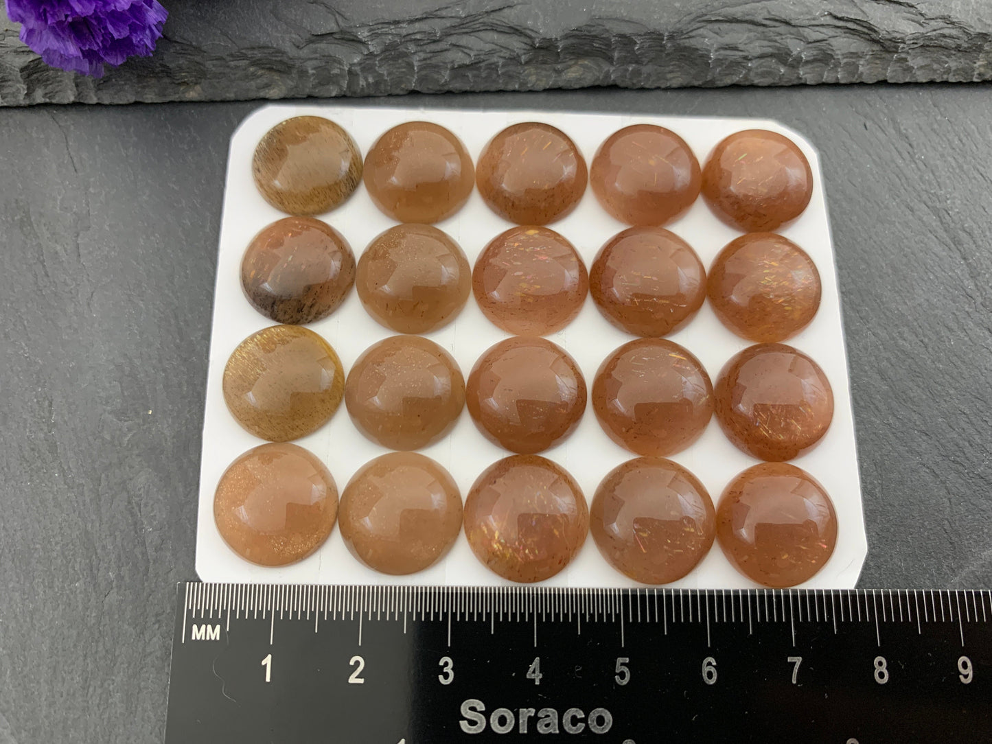 Gold SunStone round 15mm cabochon | Calibrated Cabochons | Natural Sunstone