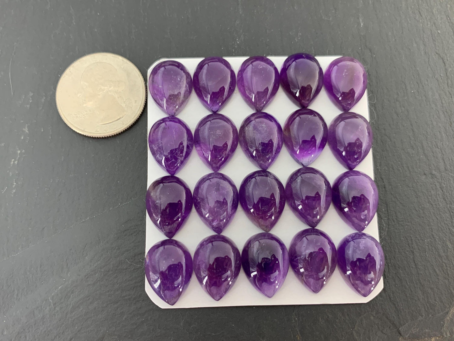 Amethyst pear 12x16mm cabochon - Calibrated cabochons