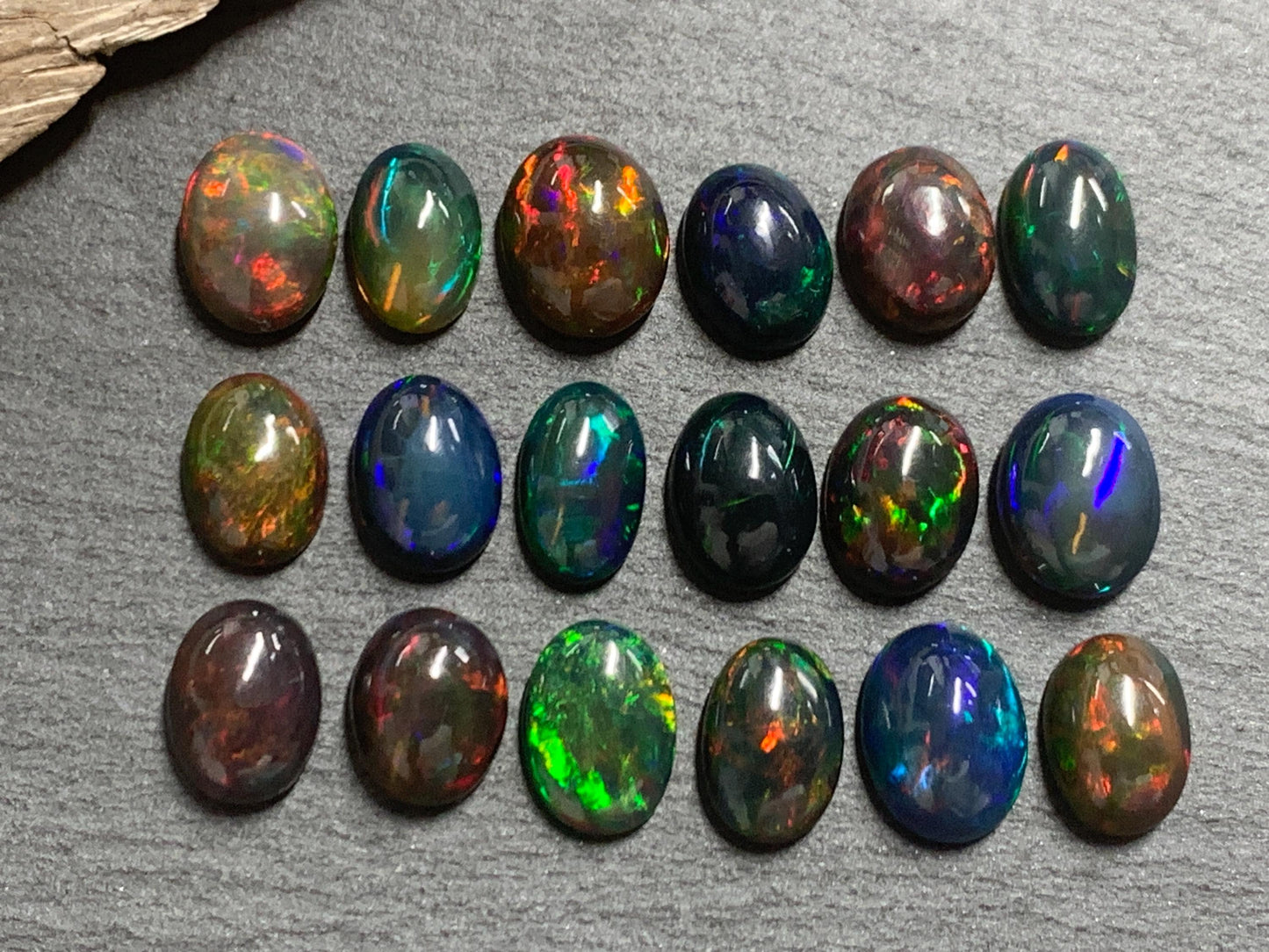 Natural Black Ethiopian Opal oval 10-11mm long Cabochon/ Select your cabochon